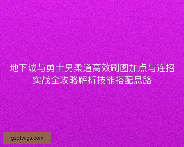 地下城与勇士男柔道高效刷图加点与连招实战全攻略解析技能搭配思路
